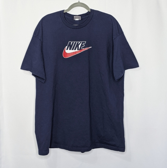 Nike Other - Vintage Nike Spellout Swoosh Navy Tshirt Silver